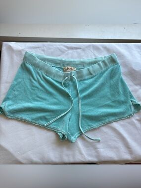Juicy Couture Aqua Terry Lounge Shorts with Drawstring